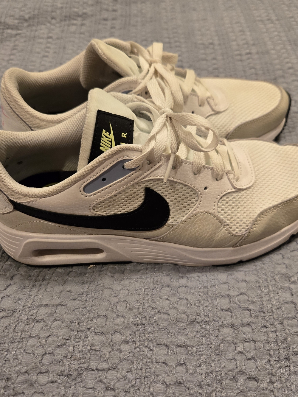 Nike Air Lightweight White Sneakers with Black Swoosh